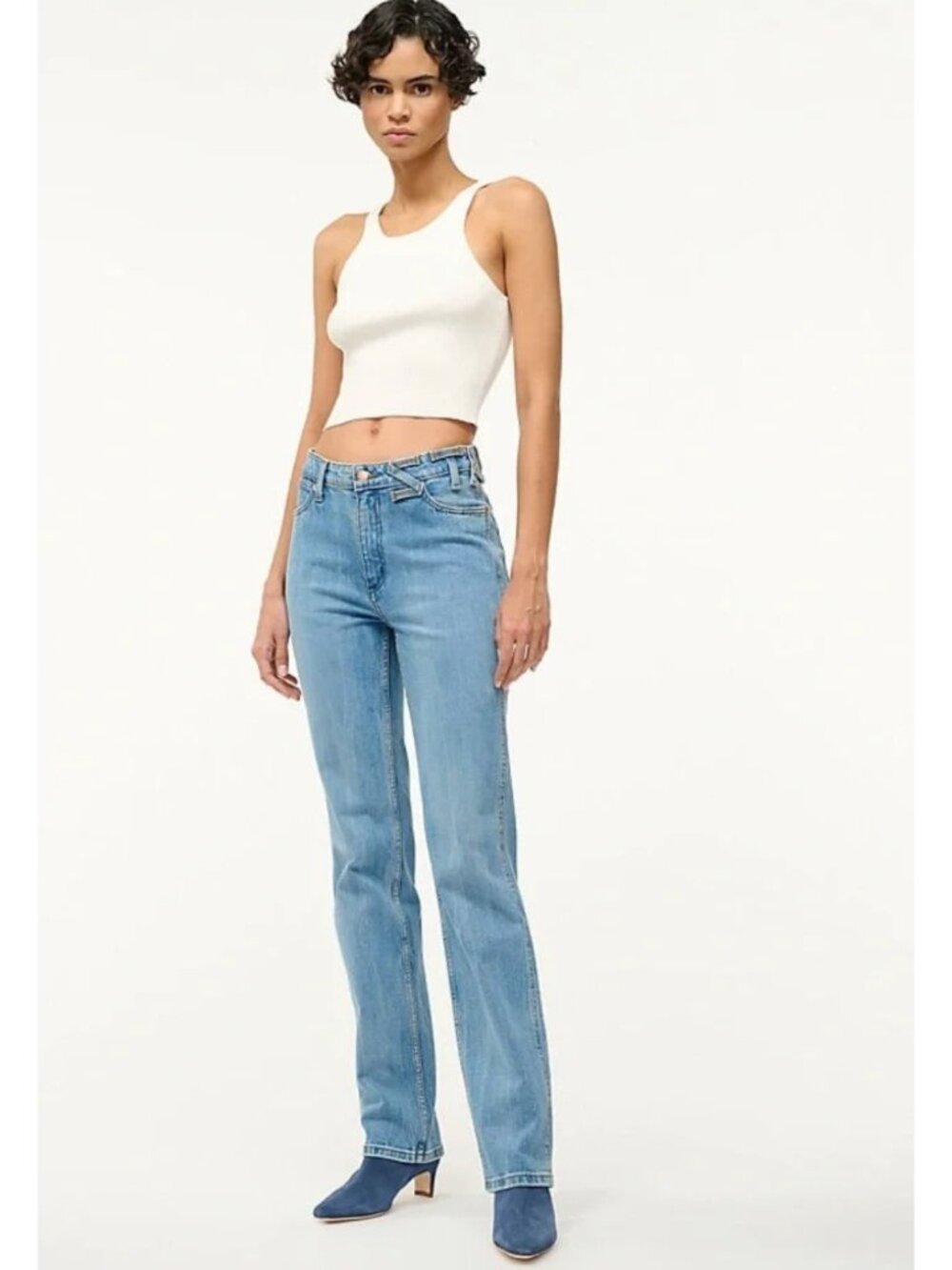 Staud x Wrangler Womens Size 28 Medium Wash High Rise Long Straight Leg Jeans